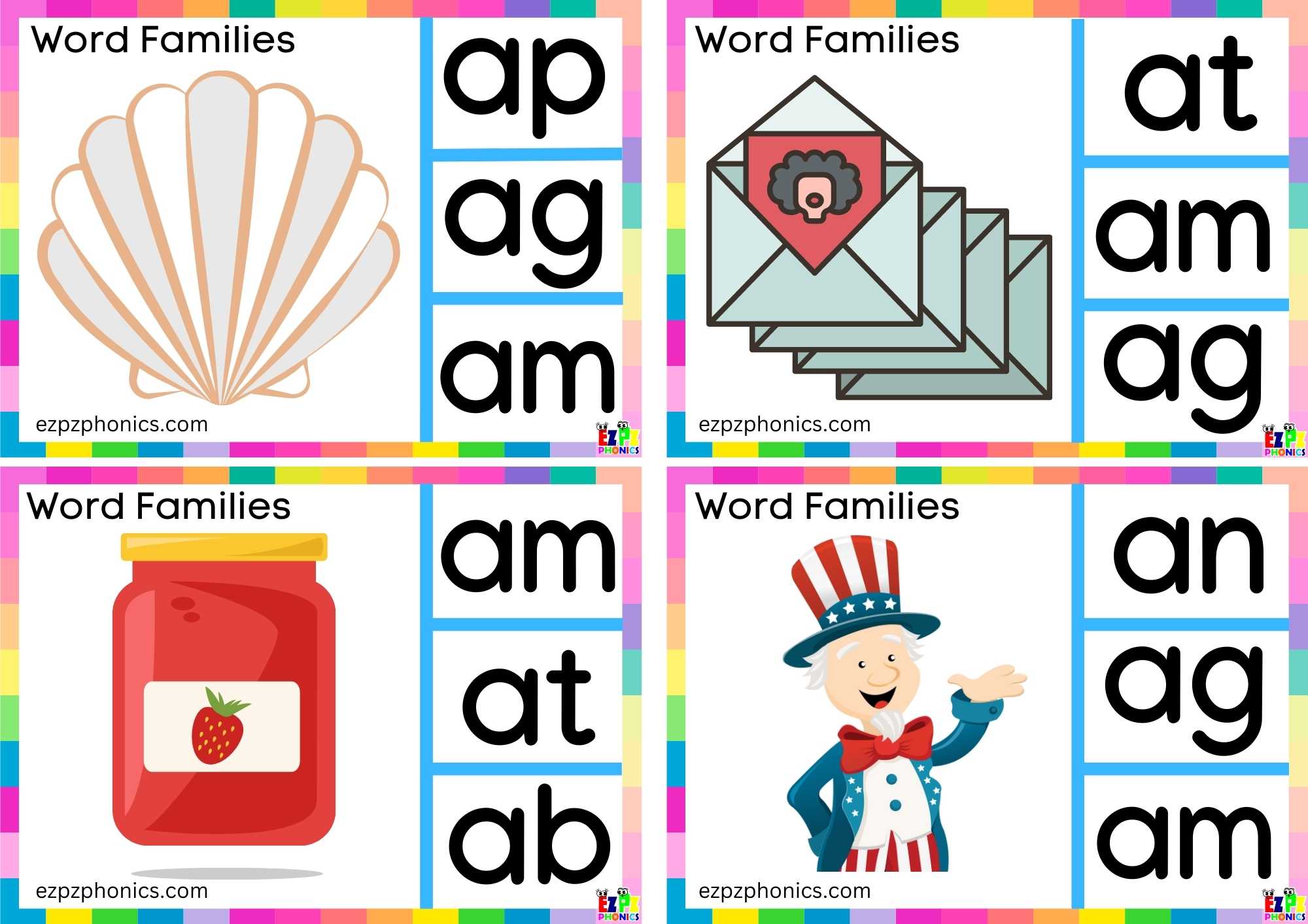 Word Family am Look at the image and clip the correct letters clip cards group 2